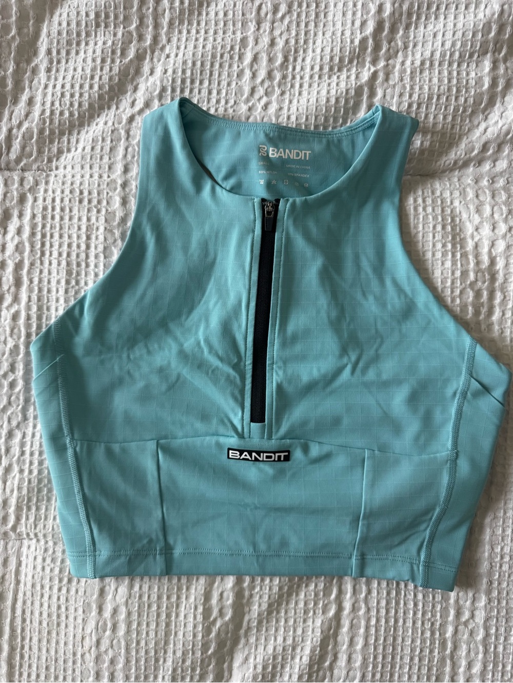 Bandit Running GRIDLOCK™ ZIP FRONT RACE CROP - VINTAGE BLUE